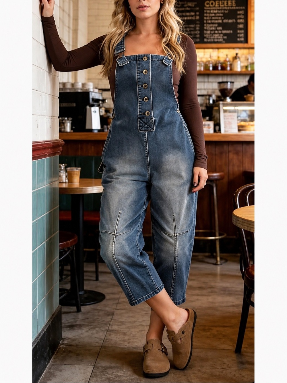 NWT Washed Blue Denim Women’s Button-Front Overalls